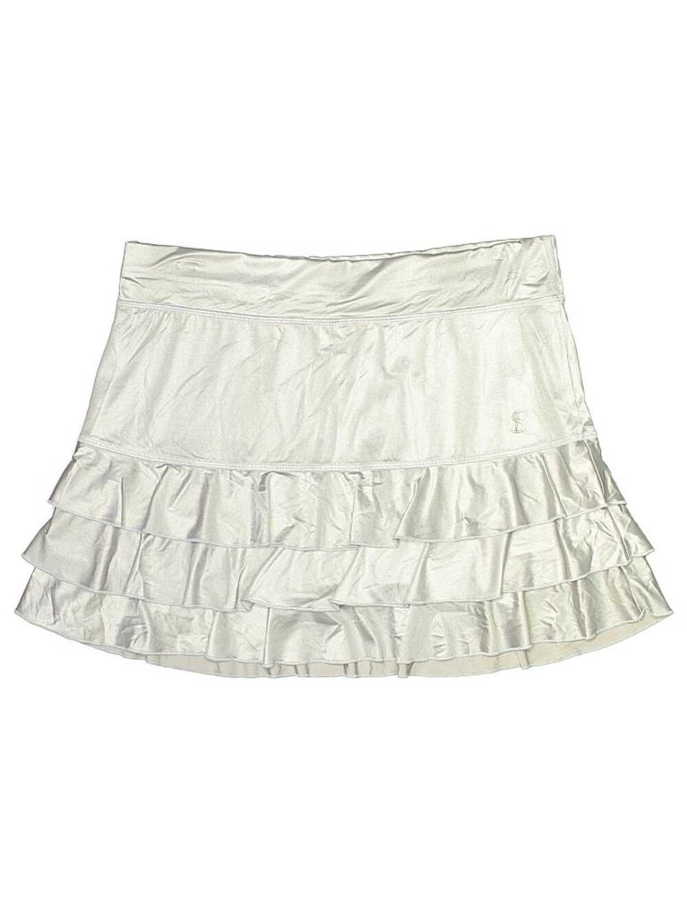 SOFIBELLA Triple Ruffle Tennis Skirt pickleball silver grey sz LARGE